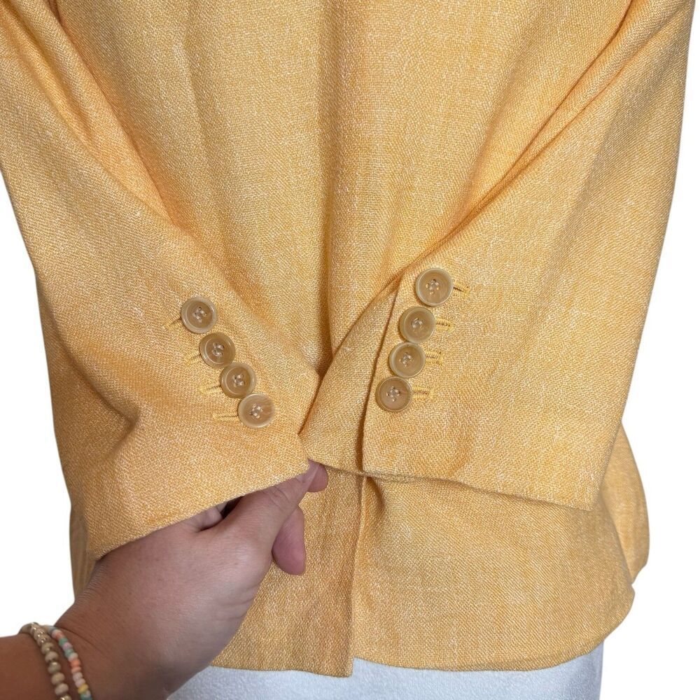 Talbots Linen Cotton Blazer 4P Petite Orange Y2K Academia Preppy Corporate Work - Picture 6 of 9